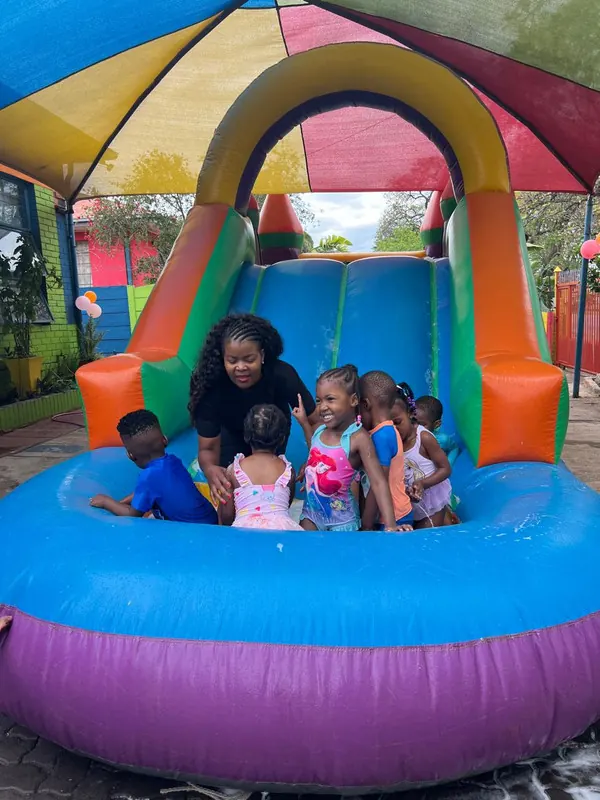 Happy children learning and playing at the creche