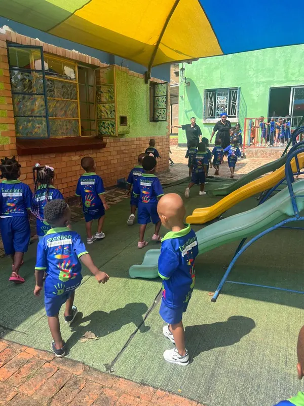 Children exploring outdoor play area